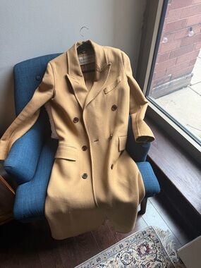 Burberry Camel Double-Breasted Wool Pea Coat